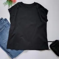 f169　無印良品 クルーネック Tシャツ L ブラック コットン100%