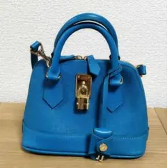 サマンサタバサ青色 合成皮革 ショルダーバッグ