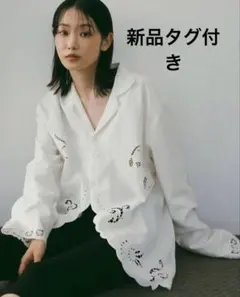 【新品タグ付き】アンヌーク・カットワークオープンカラーシャツ