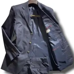 【シルク混】D'URBAN スーツ　セットアップ ネイビー ストライプ