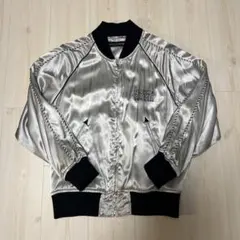 イタリア製(PALM ANGELS) パームツリー刺繍 シルクスカジャンシルバー イタリア製(PALM ANGELS) パームツリー刺繍 シルクスカジャンシルバー