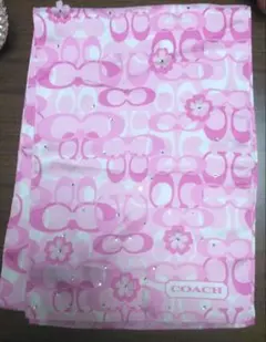 COACH シグネチャー柄　ロングスカーフ　桜モチーフ　ビジュー