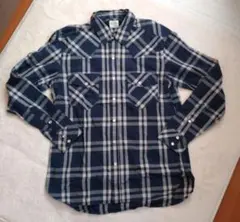 バックナンバー チェックシャツ ネルシャツ 綿100％ ネイビー M