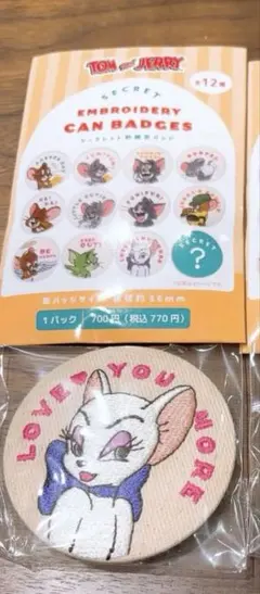 トムとジェリー　刺繍缶バッジ　ワンズテラス