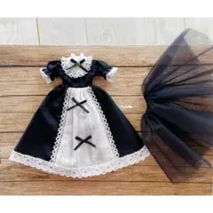 JANAYA ハンドメイド　オビツ22服　オビツ24服　ブライス服黒色ワンピース