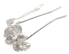 簪 かんざし バチ 和装 着物 髪飾 アンティーク フラワーリーフ 花 シルバー