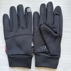 スマホ対応 防寒手袋 Mサイズ ブラック グローブ 滑り止め付き
