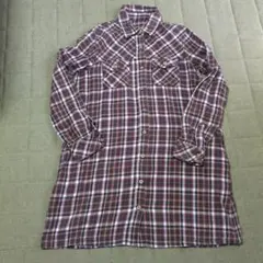 チェック柄 長袖シャツワンピース