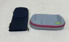 ペンケース2点セット♪筆箱　文房具　ネイビー　ライトグレー