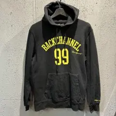 #946 BACKCHANNEL バックチャンネル　パーカー　黒×黄色　M 古着のサムネイル