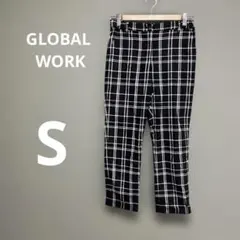 【美品】GLOBAL WORK チェック柄白黒　レディースカジュアルパンツ　S