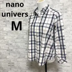 nanounivers ナノユニバース チェック柄 長袖シャツ M