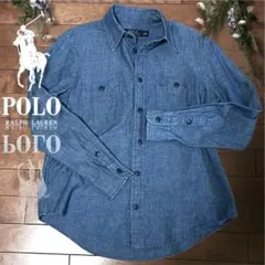 美品【ポロ ラルフローレン】 シャンブレー シャツ デニム シャツ