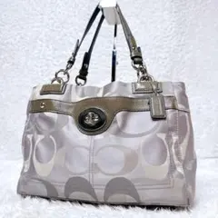 COACH Signature Turnlock Tote Gray Y2K
