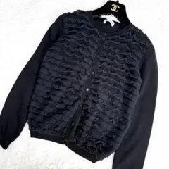 レッドヴァレンティノ カーディガン フリル クルーネック ブラックのサムネイル