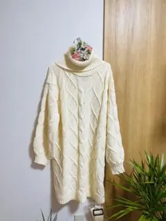 INGNI アイボリー ケーブル編み ニットワンピース