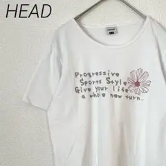 HEAD Tシャツ 半袖 クルーネック サイドスリット ロゴ刺繍 プリント