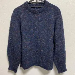 LOGOS DAYS ダークブルー ニットセーター M 多色のネップ入り