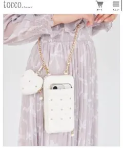 tocco ハートポーチ付きパールビジュー装飾マルチスマホショルダーのサムネイル