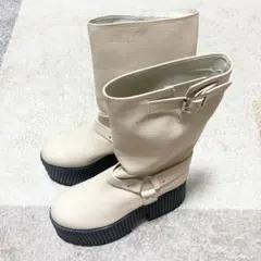 【YUME YUME】ホワイト フィッシャーマンブーツ サイズ24.5cm相当 YUME YUME】ホワイト フィッシャーマンブーツ サイズ24.5cm相当 - メルカリ