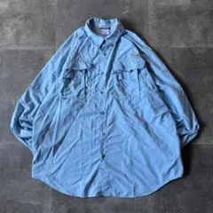 00s Columbia PFG フィッシングシャツ 水色 L A905