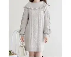 新品タグ付き♡ルディックパーク レースアップオフショルワンピース Ｍ グレー