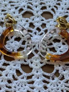 ハンドメイド クリア アンバー イヤリング