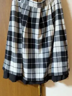 白黒チェック フレアスカート Lサイズ