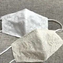 ★(new)ハンドメイド.シンプルマスク2枚セット(チュールレース)ワイヤー入り