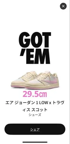 エアージョーダン1 LOW x トラヴィススコット 29.5cm