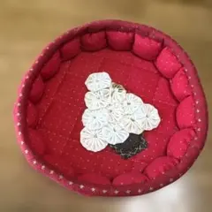 パッチワーククリスマストレー　赤