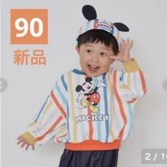 新品 はるぴのママ ミッキー トレーナー 薄手 90 綿100 しまむら