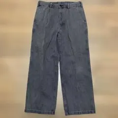 GU.ジーユー.ワイドデニムスラックス.ダークグレー.L