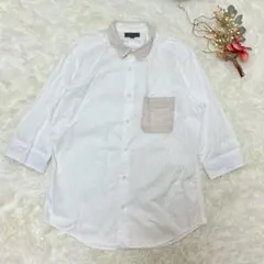 オンワード フィールドドリーム (M) 切替デザイン シャツ コットンリネン