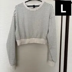 Shein ボーダー トレーナー ショート丈 クロップド丈 ロンT