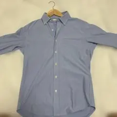 青のボタンダウン長袖シャツ S