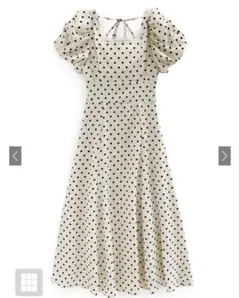 ドット柄バルーンスリーブフレアワンピース[ru1163]