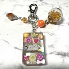 6873☆ シマエナガ　キーホルダー　チャーム　レジン　ハンドメイド