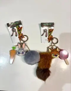 【新品】ズートピア キーホルダー しっぽチャーム ニック ジュディ セット