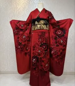 振袖 フルセット 赤 花柄 成人式 豪華 金帯 新品未使用 即着用OK