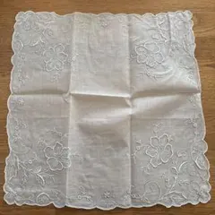 【新品未使用】汕頭　スワトウ　手刺繍　ハンカチ　アンティーク　ブルーミング中西