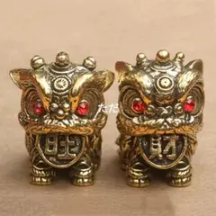 銅 細工 手把件旺財醒獅 茶道茶寵 招財 縁起物 装飾品 工芸品