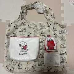 スヌーピー ポーチ＆ミラーセット　エコバッグ　DHC
