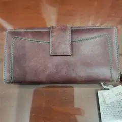 牛革製ダークブラウン長財布