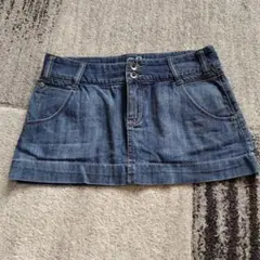 ROXY　デニム　ミニスカート　ブルー　Lサイズ　平成ギャル　Y2K