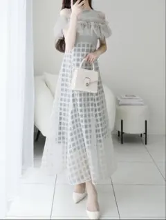 mily bilet チュールフリルドッキングノースリーブワンピース