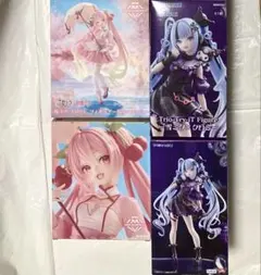 4個セット♪ 桜ミク AMP フィギュア 桜ドレス　雪ミク クロミ