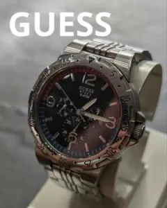 稼働品　GUESS　ゲス　腕時計　ダイバーズ　シルバー