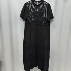 アメリヴィンテージ エンブロイダリーシアーコットンドレス　ブラック