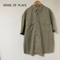 【美品】SENSE OF PLACE CPOシャツ　5分袖　ベージュ　Lサイズ
